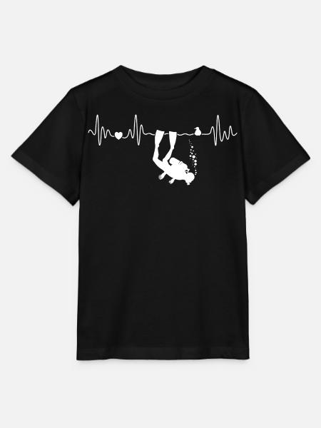 Taucher im Meer Mit Möwe Herzschlag Tauchen - Stanley/Stella Kinder T-Shirt MINI CREATOR - Schwarz