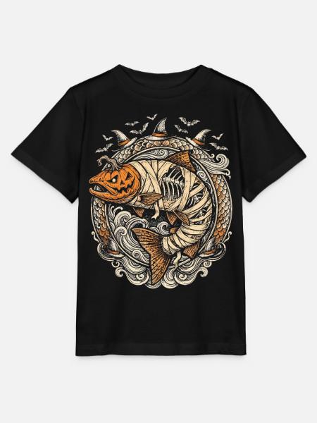 Fisch Halloween Mumie Kürbis - Stanley/Stella Kinder T-Shirt MINI CREATOR - Schwarz