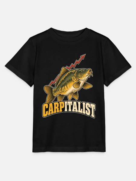 Carpitalist Karpfen Angeln Wortspiel Shirt - Stanley/Stella Kinder T-Shirt MINI CREATOR  - Schwarz