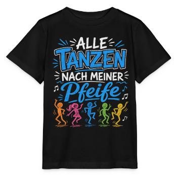Alle tanzen nach meiner Pfeife - Schiri - Stanley/Stella Kinder T-Shirt MINI CREATOR  - Schwarz - Vorne - Mikhail (115cm)