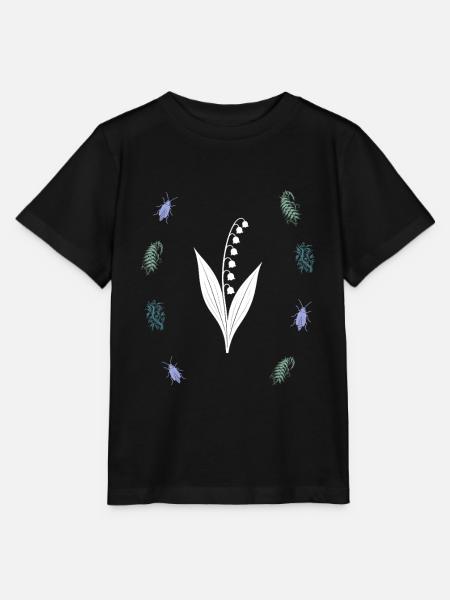 Maiglöckchen & Leuchtkäfer - Dark Botanical - Stanley/Stella Kinder T-Shirt MINI CREATOR - Schwarz