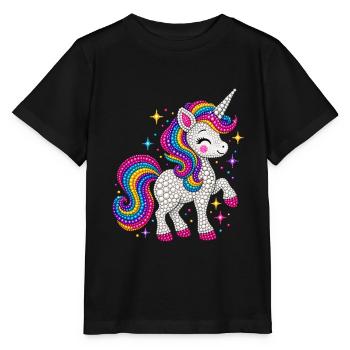 Unicorn Colorful Polka Dots  - Stanley/Stella Kinder T-Shirt MINI CREATOR  - Schwarz - Vorne - Mikhail (115cm)