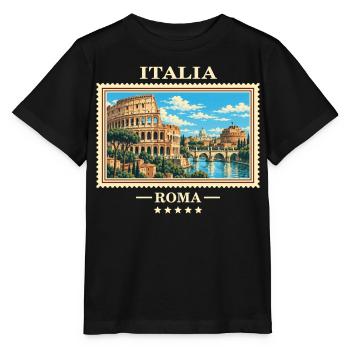 Italien Rom Vintage Reisemarke - Stanley/Stella Kinder T-Shirt MINI CREATOR  - Schwarz - Vorne - Mikhail (115cm)