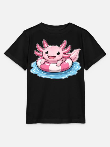 Süßer Axolotl im Schwimmring - Stanley/Stella Kinder T-Shirt MINI CREATOR - Schwarz