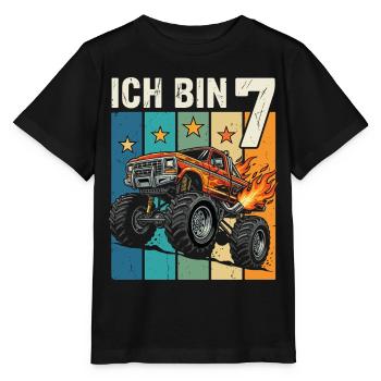 Monstertruck Flammen Rallye - Stanley/Stella Kinder T-Shirt MINI CREATOR  - Schwarz - Vorne - Mikhail (115cm)