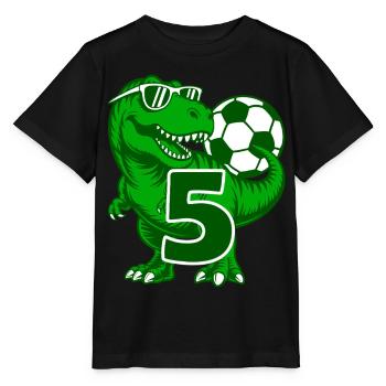 DINOSAURIER 5 JAHRE FUßBALL 5. GEBURTSTAG - Stanley/Stella Kinder T-Shirt MINI CREATOR  - Schwarz - Vorne - Mikhail (115cm)