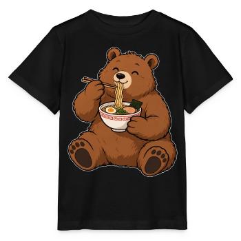 Bär liebt Ramen – Nudeln & Genuss - Stanley/Stella Kinder T-Shirt MINI CREATOR  - Schwarz - Vorne - Mikhail (115cm)