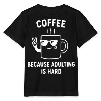 Kaffee hilft: Erwachsenenleben ist hart - Stanley/Stella Kinder T-Shirt MINI CREATOR  - Schwarz - Vorne - Mikhail (115cm)