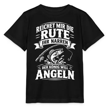 Reichet mir die Rute der König will Angeln - Stanley/Stella Kinder T-Shirt MINI CREATOR  - Schwarz - Vorne - Mikhail (115cm)