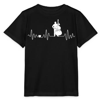 Kontrabass Herzschlag Kontrabassist Klassik Jazz - Stanley/Stella Kinder T-Shirt MINI CREATOR  - Schwarz - Vorne - Mikhail (115cm)