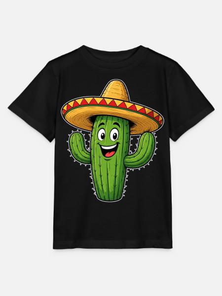 Lustiger Kaktus mit Sombrero - Stanley/Stella Kinder T-Shirt MINI CREATOR - Schwarz