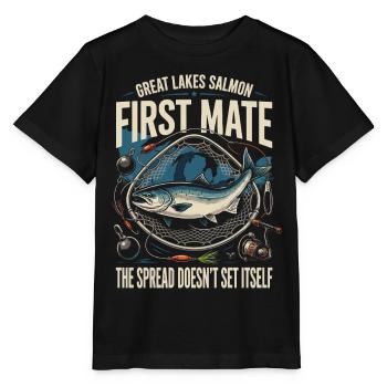 Great Lakes First Mate Salmon - Stanley/Stella Kinder T-Shirt MINI CREATOR  - Schwarz - Vorne - Mikhail (115cm)
