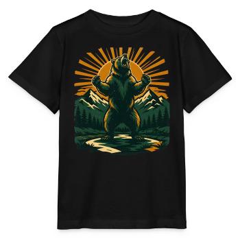 Wild Bear Mountain Forest – Vintage Natur - Stanley/Stella Kinder T-Shirt MINI CREATOR  - Schwarz - Vorne - Mikhail (115cm)