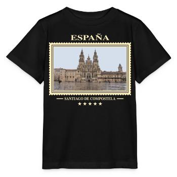 Spanien Santiago de Compostela Vintage Reisemarke - Stanley/Stella Kinder T-Shirt MINI CREATOR  - Schwarz - Vorne - Mikhail (115cm)