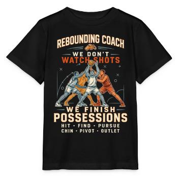 Rebounding Coach – Wir Beenden Possessions - Stanley/Stella Kinder T-Shirt MINI CREATOR  - Schwarz - Vorne - Mikhail (115cm)