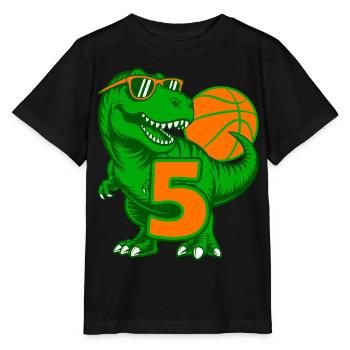 DINOSAURIER 5 JAHRE BASKETBALL 5. GEBURTSTAG - Stanley/Stella Kinder T-Shirt MINI CREATOR  - Schwarz - Vorne - Mikhail (115cm)