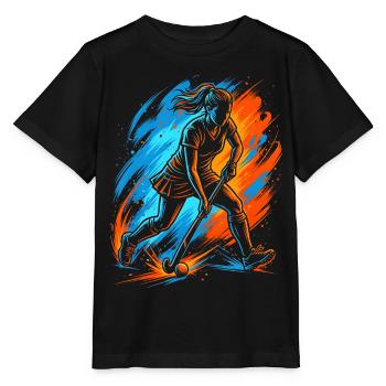 Hockey Floorball Damen Mädchen Kinder Feldhockey - Stanley/Stella Kinder T-Shirt MINI CREATOR  - Schwarz - Vorne - Mikhail (115cm)