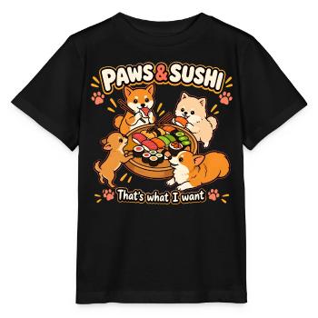 PFOTEN und SUSHI-Hunde Das ist es, was ich will - Stanley/Stella Kinder T-Shirt MINI CREATOR  - Schwarz - Vorne - Mikhail (115cm)