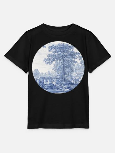 Delft_Blue_Classic_Dutch_Landscape_Ceramic_Art - Stanley/Stella Kinder T-Shirt MINI CREATOR  - Schwarz