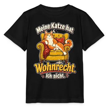 Katzenbesitzer Katzenhumor Wohnrecht Katzenspruch - Stanley/Stella Kinder T-Shirt MINI CREATOR  - Schwarz - Vorne - Mikhail (115cm)