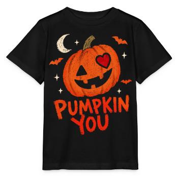 Halloween-Kürbis mit Herz - Stanley/Stella Kinder T-Shirt MINI CREATOR  - Schwarz - Vorne - Mikhail (115cm)