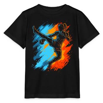 Muay Thai Kampfsport Kickboxer Mädchen Kickboxen  - Stanley/Stella Kinder T-Shirt MINI CREATOR  - Schwarz - Vorne - Mikhail (115cm)