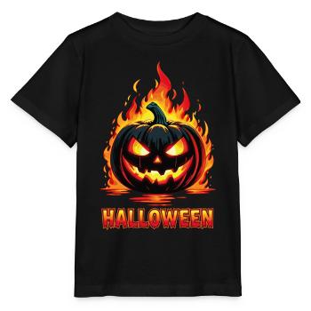 Inferno Kürbis Kürbis-Laterne - Stanley/Stella Kinder T-Shirt MINI CREATOR  - Schwarz - Vorne - Mikhail (115cm)