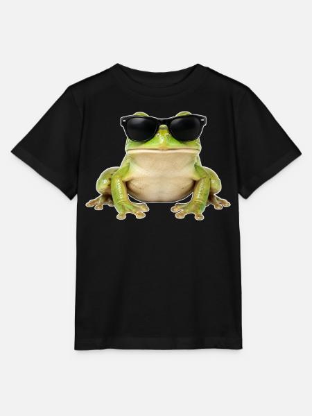 Cooler Frosch mit Sonnenbrille - Stanley/Stella Kinder T-Shirt MINI CREATOR  - Schwarz