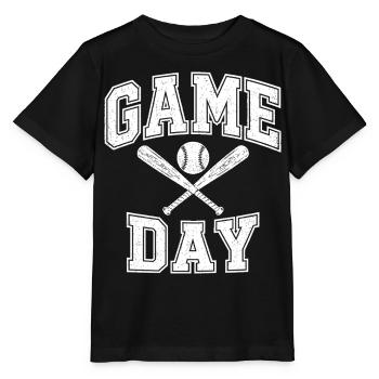 Game Day Baseball – Schläger & Ball - Stanley/Stella Kinder T-Shirt MINI CREATOR  - Schwarz - Vorne - Mikhail (115cm)