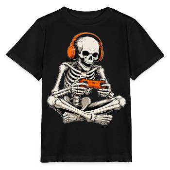 Gaming Skeleton mit Controller - Stanley/Stella Kinder T-Shirt MINI CREATOR  - Schwarz - Vorne - Mikhail (115cm)