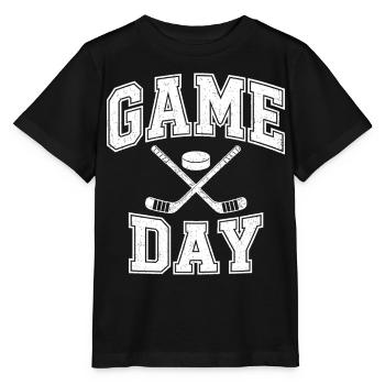 Game Day Eishockey – Schläger & Puck - Stanley/Stella Kinder T-Shirt MINI CREATOR  - Schwarz - Vorne - Mikhail (115cm)