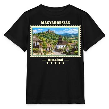 Ungarn Hollókő Vintage Reisemarke - Stanley/Stella Kinder T-Shirt MINI CREATOR  - Schwarz - Vorne - Mikhail (115cm)