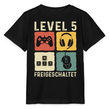Level 5 freigeschaltet 5. Geburtstag 5 Jahre - Stanley/Stella Kinder T-Shirt MINI CREATOR  - Schwarz - Vorne - Mikhail (115cm)
