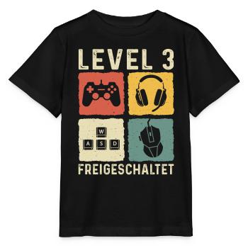 Level 3 freigeschaltet 3. Geburtstag 3 Jahre - Stanley/Stella Kinder T-Shirt MINI CREATOR  - Schwarz - Vorne - Mikhail (115cm)