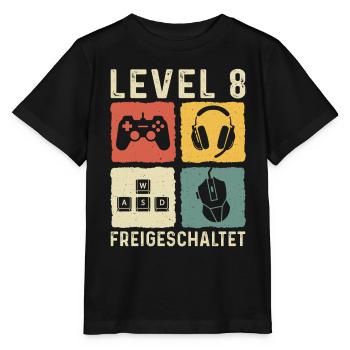 Level 8 freigeschaltet 8. Geburtstag 8 Jahre - Stanley/Stella Kinder T-Shirt MINI CREATOR  - Schwarz - Vorne - Mikhail (115cm)