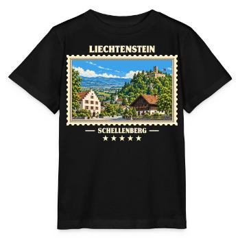 Liechtenstein Schellenberg Vintage Reisemarke - Stanley/Stella Kinder T-Shirt MINI CREATOR  - Schwarz - Vorne - Mikhail (115cm)
