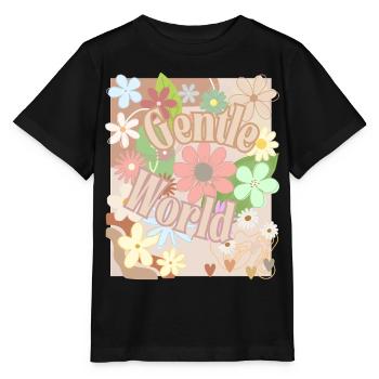 Zarte Welt Blumen-Collage - Stanley/Stella Kinder T-Shirt MINI CREATOR  - Schwarz - Vorne - Mikhail (115cm)
