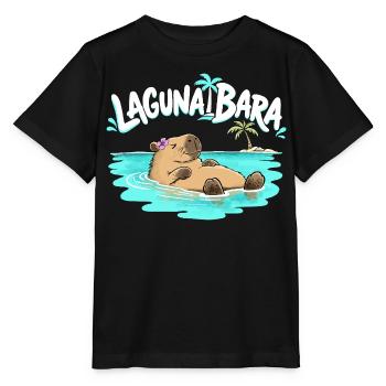 Capybara Lagunabara Sommer Urlaub Meer Tierhumor - Stanley/Stella Kinder T-Shirt MINI CREATOR  - Schwarz - Vorne - Mikhail (115cm)
