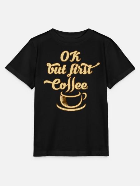 Okay, aber zuerst Kaffee - Stanley/Stella Kinder T-Shirt MINI CREATOR - Schwarz