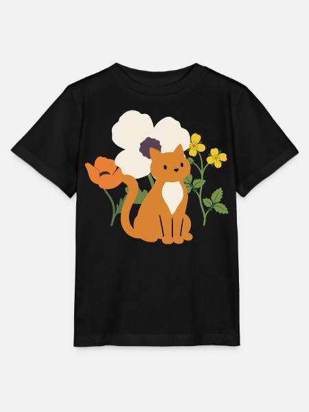 Mohn · Blumen · Katze · Geschenkidee - Stanley/Stella Kinder T-Shirt MINI CREATOR  - Schwarz