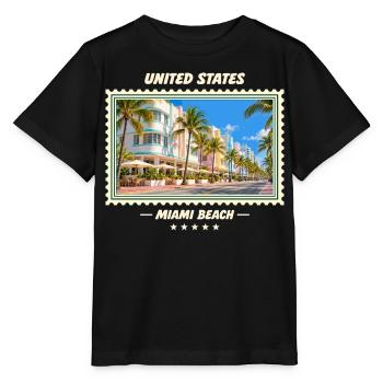 Vereinigte Staaten Miami Beach Vintage Reisemarke - Stanley/Stella Kinder T-Shirt MINI CREATOR  - Schwarz - Vorne - Mikhail (115cm)