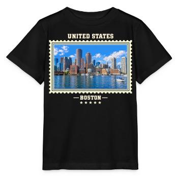 Vereinigte Staaten Boston Vintage Reisemarke - Stanley/Stella Kinder T-Shirt MINI CREATOR  - Schwarz - Vorne - Mikhail (115cm)