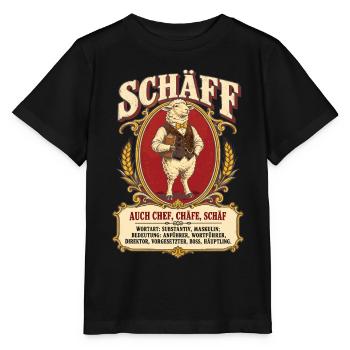 Schäff – Chef Schaf Wortspiel Definition - Stanley/Stella Kinder T-Shirt MINI CREATOR  - Schwarz - Vorne - Mikhail (115cm)