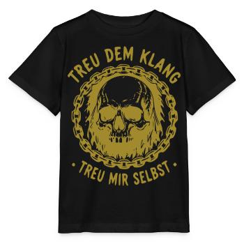 Schädel im Kettenkreis – Treu dem Klang - Stanley/Stella Kinder T-Shirt MINI CREATOR  - Schwarz - Vorne - Mikhail (115cm)