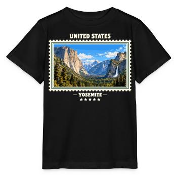 Vereinigte Staaten Yosemite Vintage Reisemarke - Stanley/Stella Kinder T-Shirt MINI CREATOR  - Schwarz - Vorne - Mikhail (115cm)