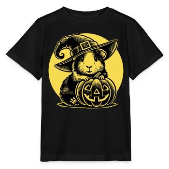 Meerschweinchen Halloween Hexenhut Kürbis Vollmond - Stanley/Stella Kinder T-Shirt MINI CREATOR  - Schwarz - Vorne - Mikhail (115cm)