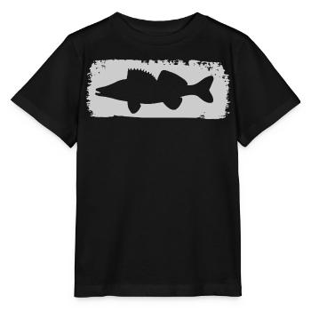 Zander im Farbstrich - grau - Stanley/Stella Kinder T-Shirt MINI CREATOR  - Schwarz - Vorne - Mikhail (115cm)