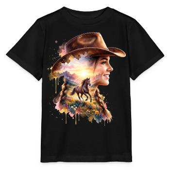 Reiterin Pferd Freiheit - Stanley/Stella Kinder T-Shirt MINI CREATOR  - Schwarz - Vorne - Mikhail (115cm)