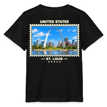 Vereinigte Staaten St. Louis Vintage Reisemarke - Stanley/Stella Kinder T-Shirt MINI CREATOR  - Schwarz - Vorne - Mikhail (115cm)