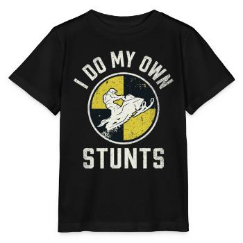 Ich mache meine eigenen Stunts – lustiger Schneemobil-Sprungfahrer - Stanley/Stella Kinder T-Shirt MINI CREATOR  - Schwarz - Vorne - Mikhail (115cm)